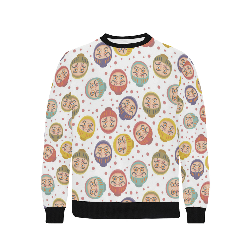 Daruma Dot Pattern Men's Crew Neck Sweatshirt