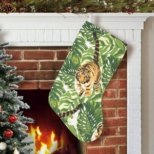 Bengal Tiger Pattern leaves Christmas Stocking