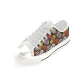 Suger Skull Pattern Background Women's Low Top Canvas Shoes White