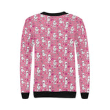 Poodle Pink Heart Pattern Women's Crew Neck Sweatshirt