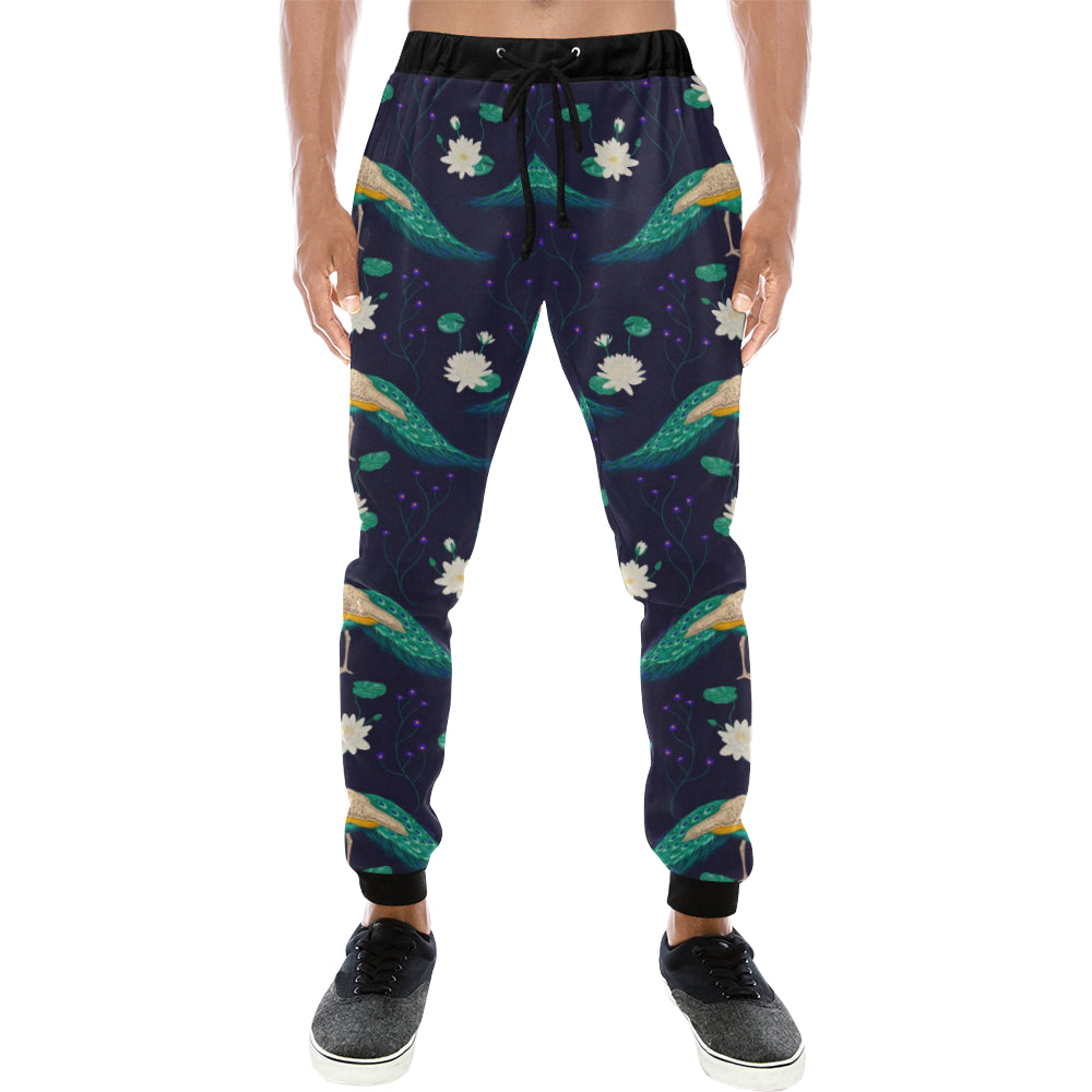 Peacock Flower Pattern Unisex Casual Sweatpants