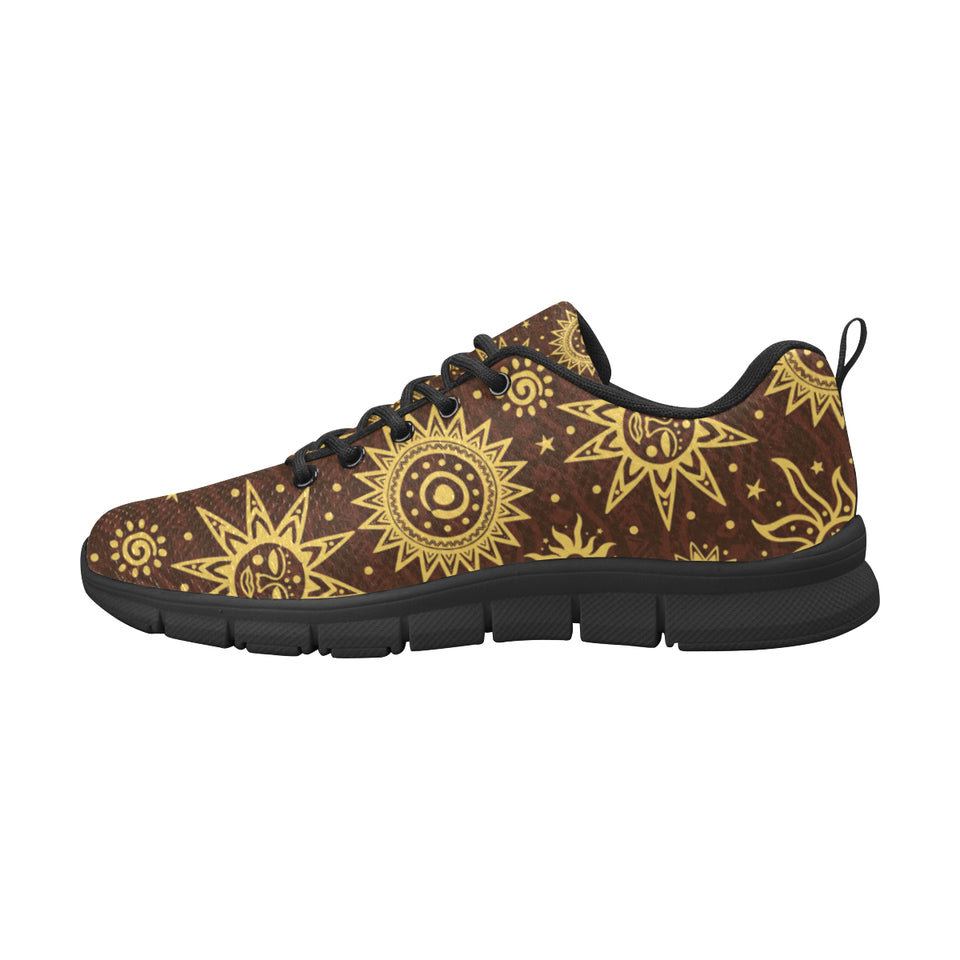 Hand Drawn Sun Pattern Men's Sneakers Black