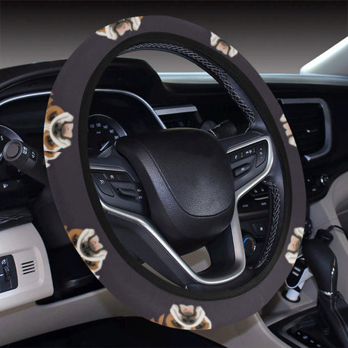 English Bulldog Pattern Print Design 03 Car Steering Wheel Cover