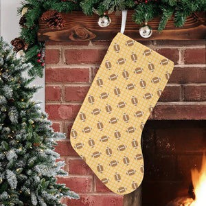 American Football Ball Pattern Yellow Background Christmas Stocking