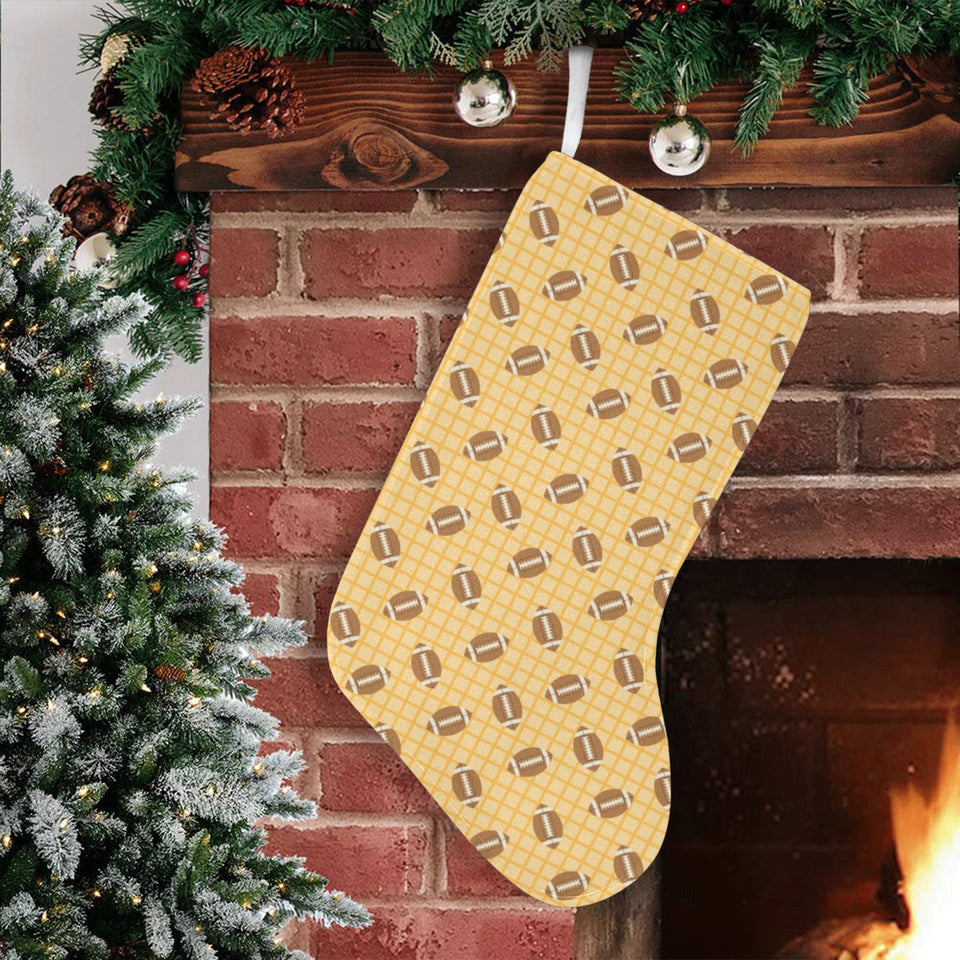 American Football Ball Pattern Yellow Background Christmas Stocking