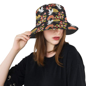 Japanese Crane Pattern Unisex Bucket Hat
