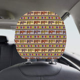 Rhino African Afro Dashiki Adinkra Kente Pattern Car Headrest Cover