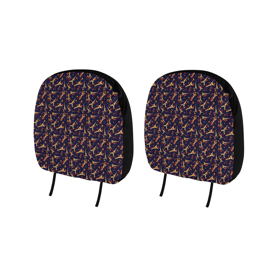 Eiffel Tower Pattern Print Design 02 Car Headrest Cover