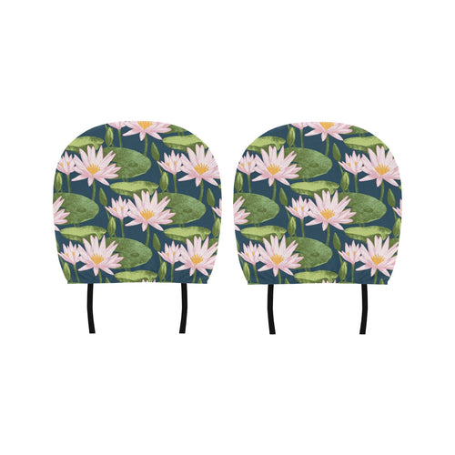 Lotus Waterlily Pattern background Car Headrest Cover