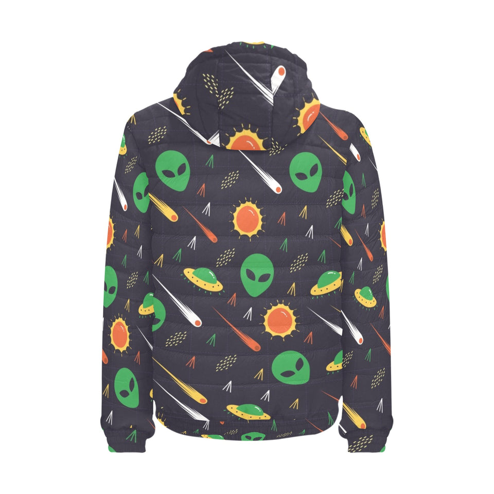 Alien Pattern Print Design 03 Men's Padded Hooded Jacket(ModelH42)