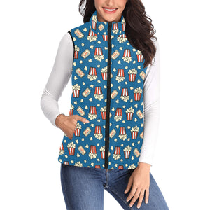 Popcorn Pattern Print Design 03 Women's Padded Vest