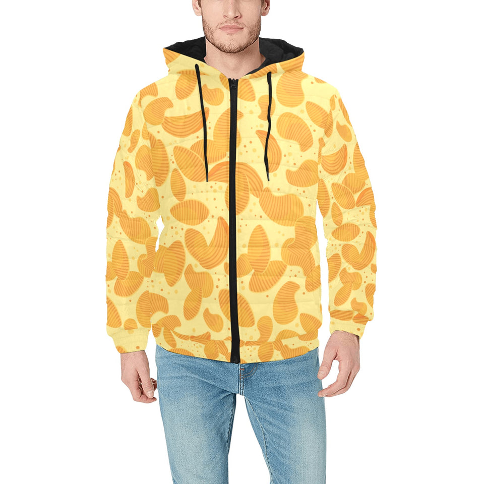 Potato Chips Pattern Print Design 04 Men's Padded Hooded Jacket(ModelH42)