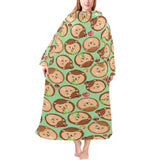 Hedgehog Pattern Print Design 01 Blanket Robe with Sleeves