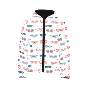 Sun Glasses Pattern Print Design 02 Kids' Boys' Girls' Padded Hooded Jacket