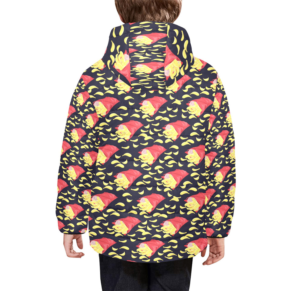 Potato Chips Pattern Print Design 05 Kids' Boys' Girls' Padded Hooded Jacket