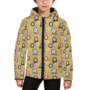 Lion Pattern Print Design 03 Kids' Boys' Girls' Padded Hooded Jacket