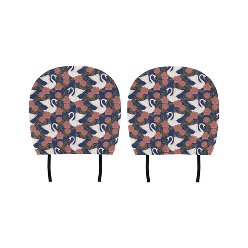 Swan Rose Pattern Car Headrest Cover