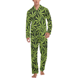 Canabis Marijuana Weed Pattern Print Design 03 Men's Long Pajama Set