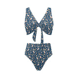 Pelican Pattern Print Design 01 Chest Bowknot High Waisted Bikini Swimsuit