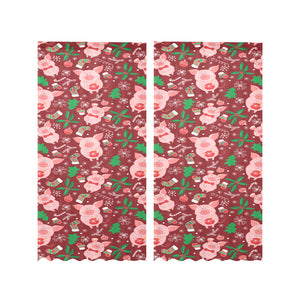 Pig Pattern Print Design 01 Gauze Curtain