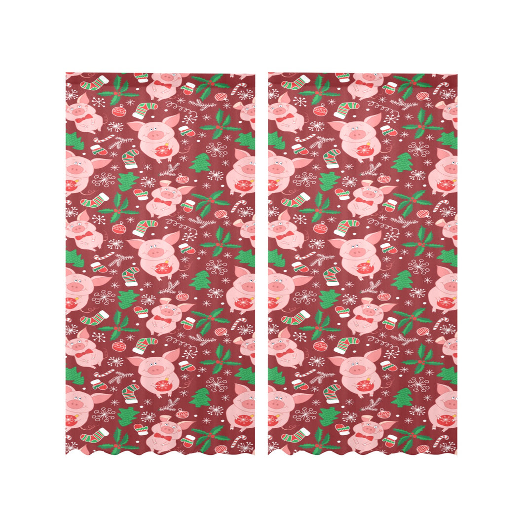 Pig Pattern Print Design 01 Gauze Curtain