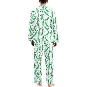 Green Peas Pattern Print Design 01 Men's Long Pajama Set