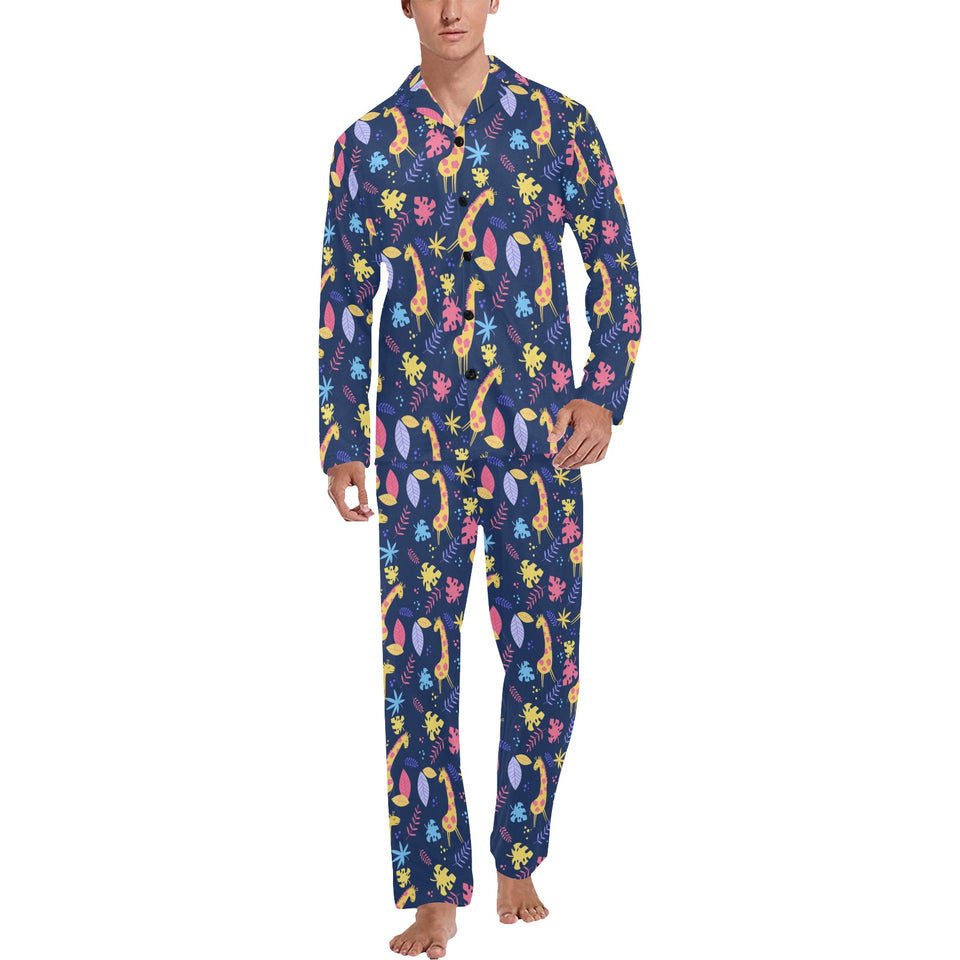 Giraffe Pattern Print Design 04 Men's Long Pajama Set