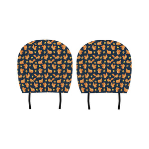 Squirrel Pattern Print Design 05 Car Headrest Cover