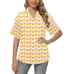 Fried Eggs Pattern Print Design 04 Women's All Over Print Hawaiian Shirt