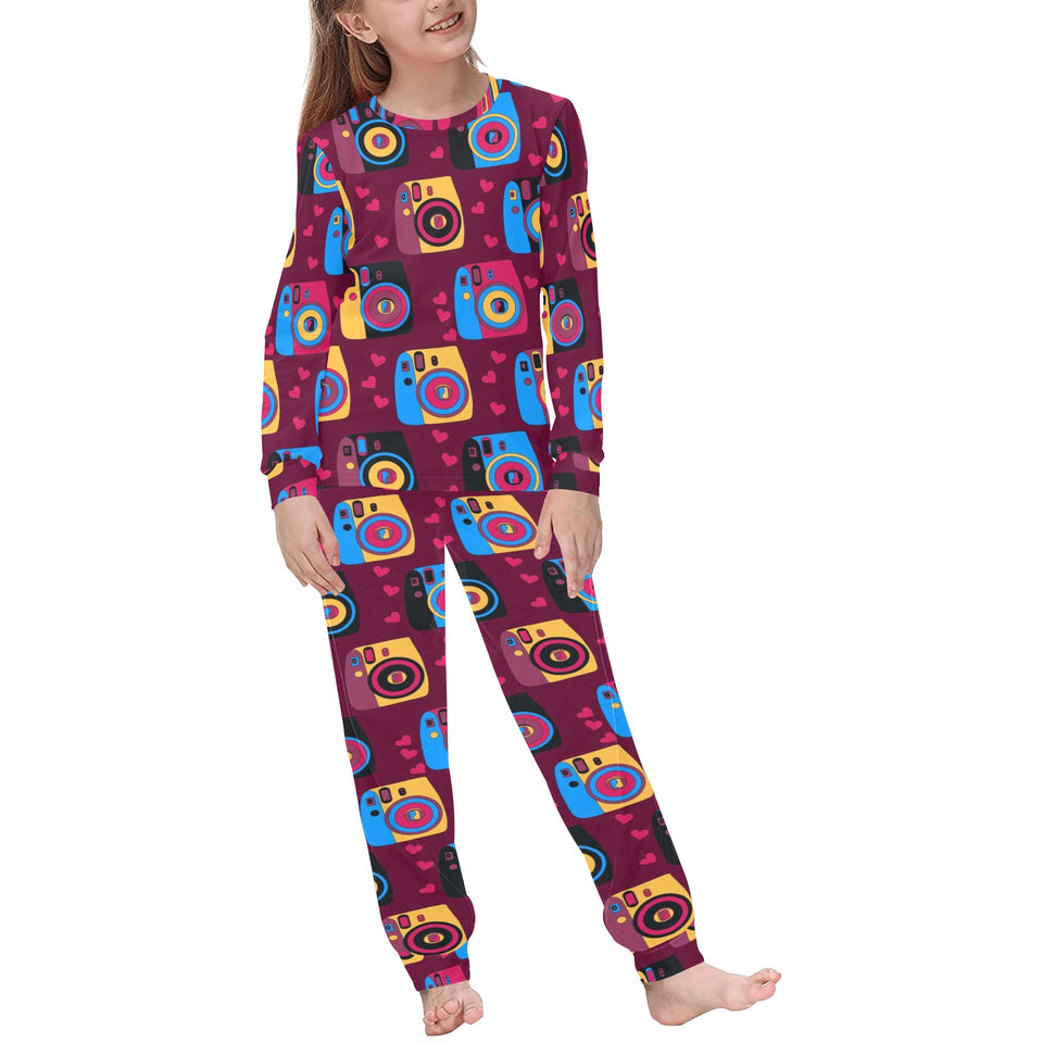 Camera Pattern Print Design 04 Kids' Boys' Girls' All Over Print Pajama Set