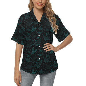 Stingray Pattern Print Design 02 Women's All Over Print Hawaiian Shirt