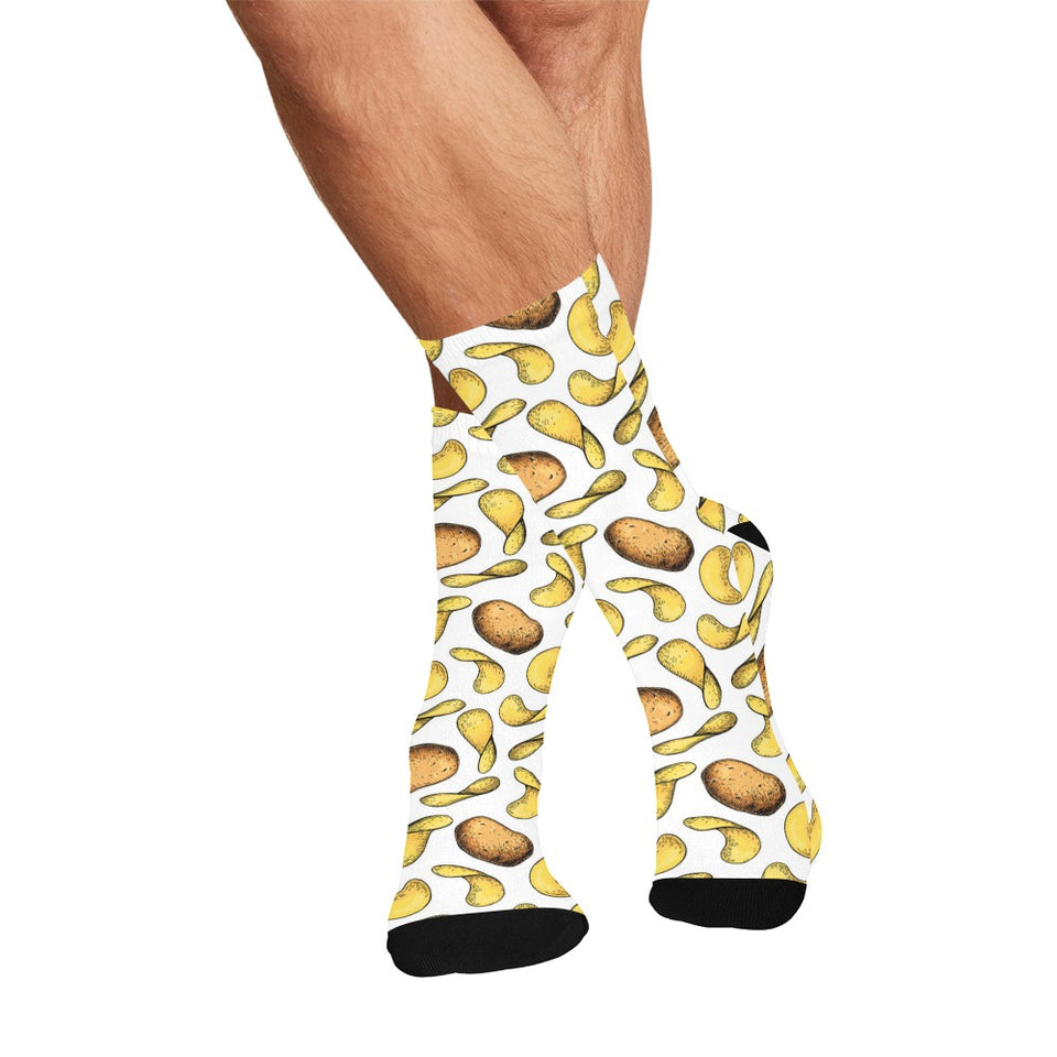 Potato Chips Pattern Print Design 01 Crew Socks