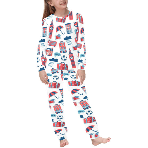 British Pattern Print Design 05 Kids' Boys' Girls' All Over Print Pajama Set