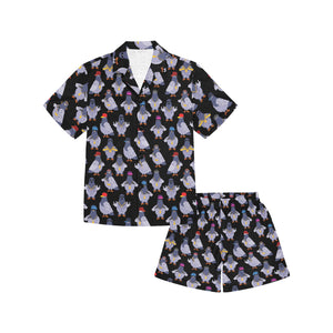 Pigeon Pattern Print Design 04 Kids' Boys' Girls' V-Neck Short Pajama Set