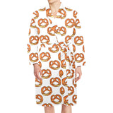 Pretzels Pattern Print Design 03 Men's Long Sleeve Belted Night Robe