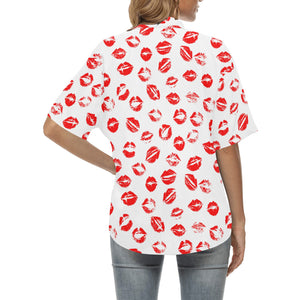 Lips Pattern Print Design 01 Women's All Over Print Hawaiian Shirt