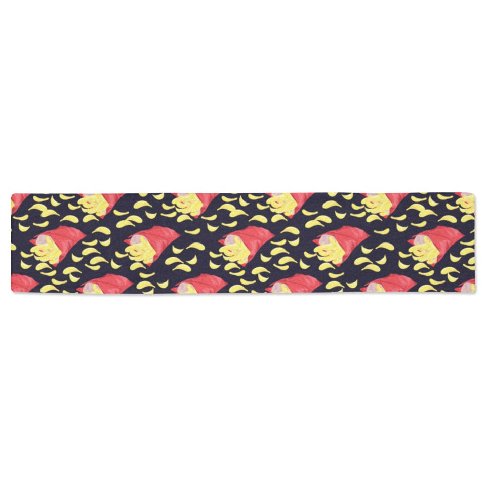 Potato Chips Pattern Print Design 05 Table Runner