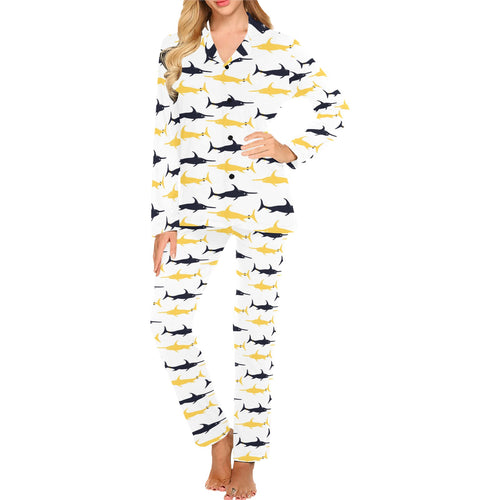 Swordfish Pattern Print Design 05 Women's Long Pajama Set