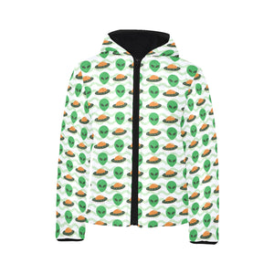 Alien Pattern Print Design 02 Kids' Boys' Girls' Padded Hooded Jacket