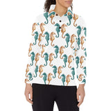 Seahorse Pattern Background Women's Long Sleeve Polo Shirt