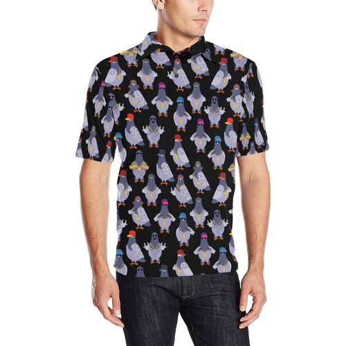 Pigeon Pattern Print Design 04 Men's All Over Print Polo Shirt