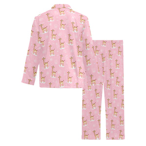 Giraffe Pattern Print Design 01 Men's Long Pajama Set