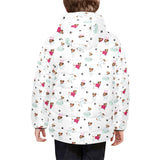 Jack Russel Pattern Print Design 03 Kids' Boys' Girls' Padded Hooded Jacket