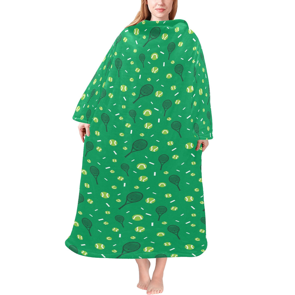 Tennis Pattern Print Design 03 Blanket Robe with Sleeves