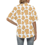 Bread Toast Pattern Print Design 05 Women's All Over Print Hawaiian Shirt