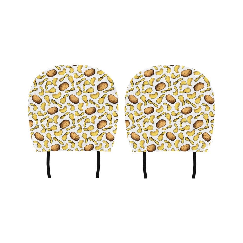 Potato Chips Pattern Print Design 01 Car Headrest Cover