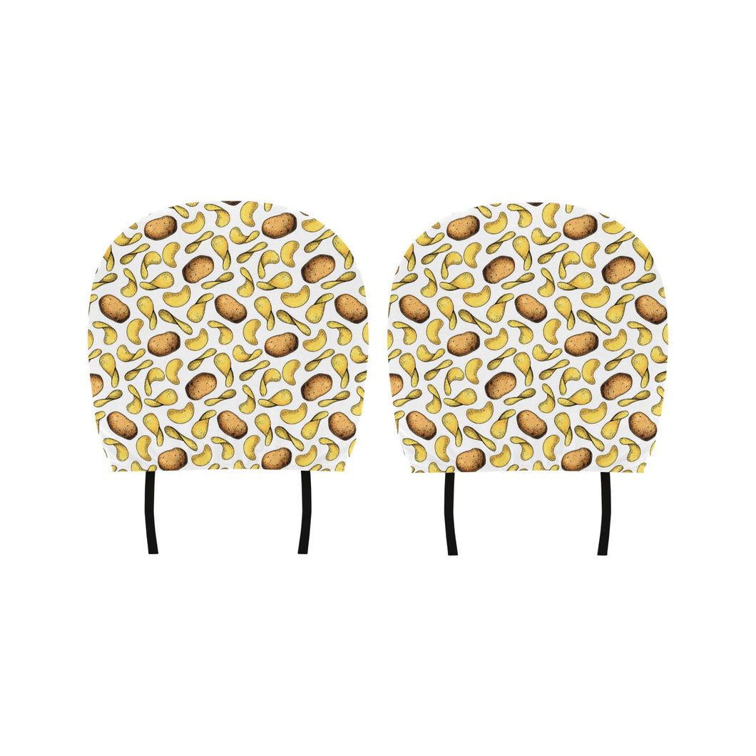 Potato Chips Pattern Print Design 01 Car Headrest Cover