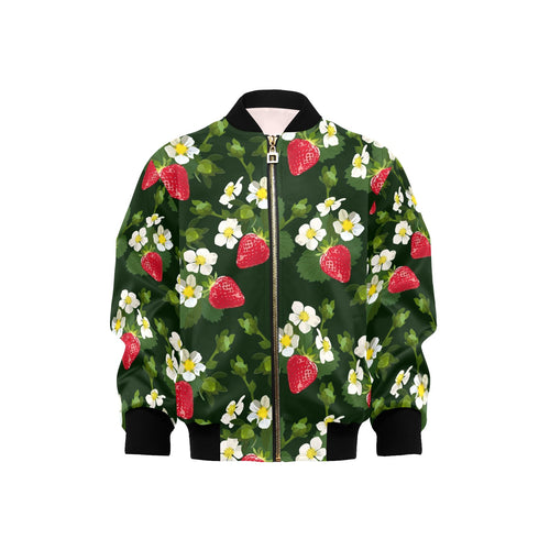 Strawberry Pattern Background Kids' Boys' Girls' Bomber Jacket