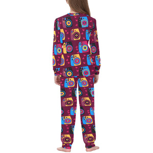 Camera Pattern Print Design 04 Kids' Boys' Girls' All Over Print Pajama Set