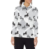 Horse Pattern Women's Long Sleeve Polo Shirt